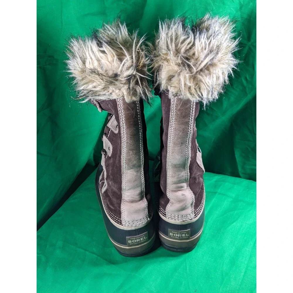 Sorel Joan of Arctic Tall Brown Suede Waterproof Winter Boots Faux Fur Size 9 - Picture 4 of 9